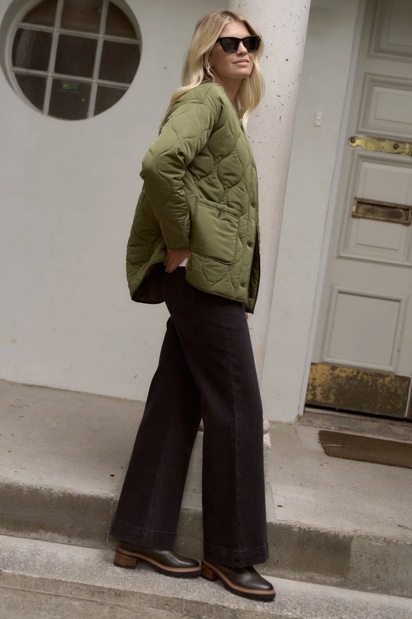 Peak khaki oversized shell jacket