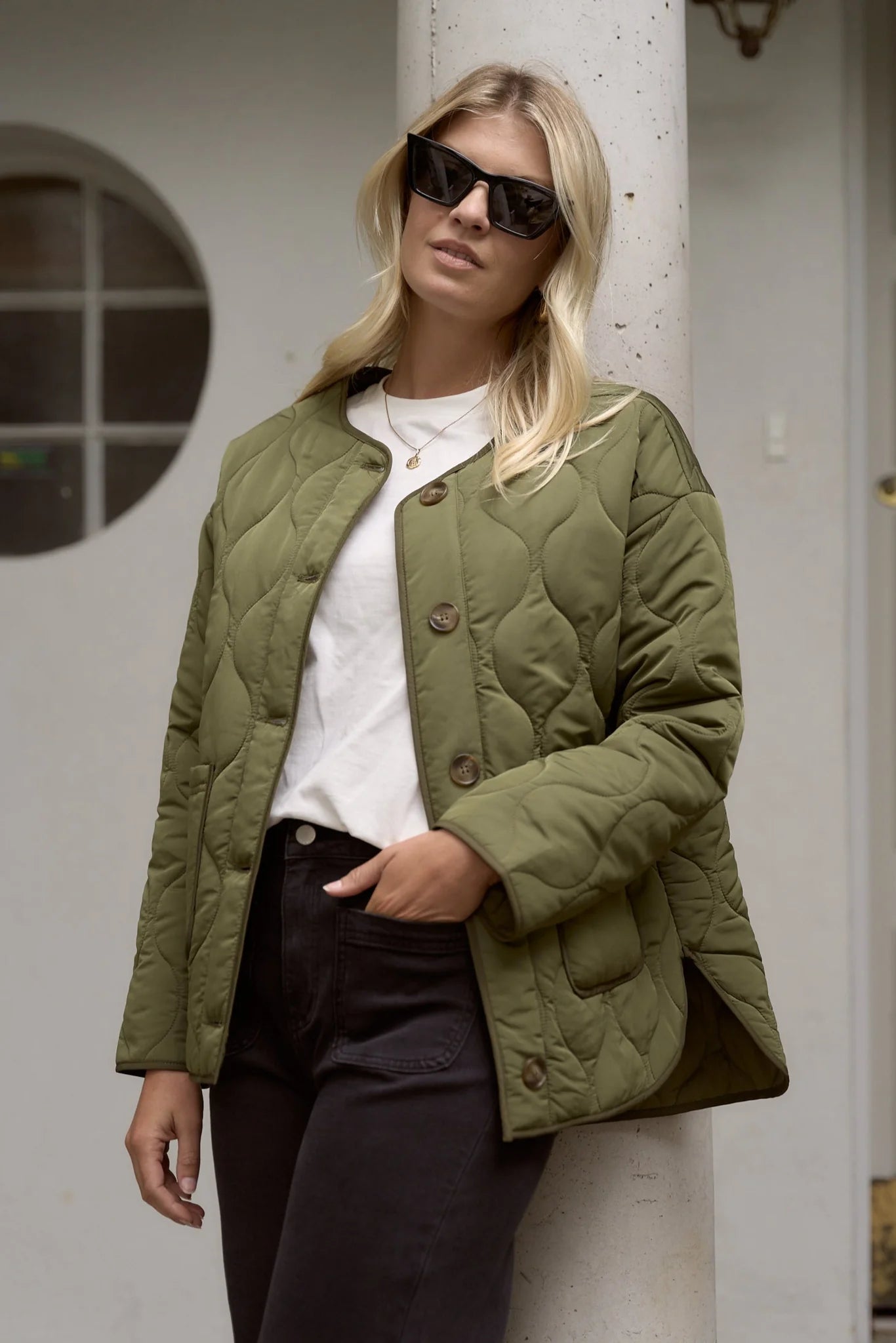 Peak khaki oversized shell jacket