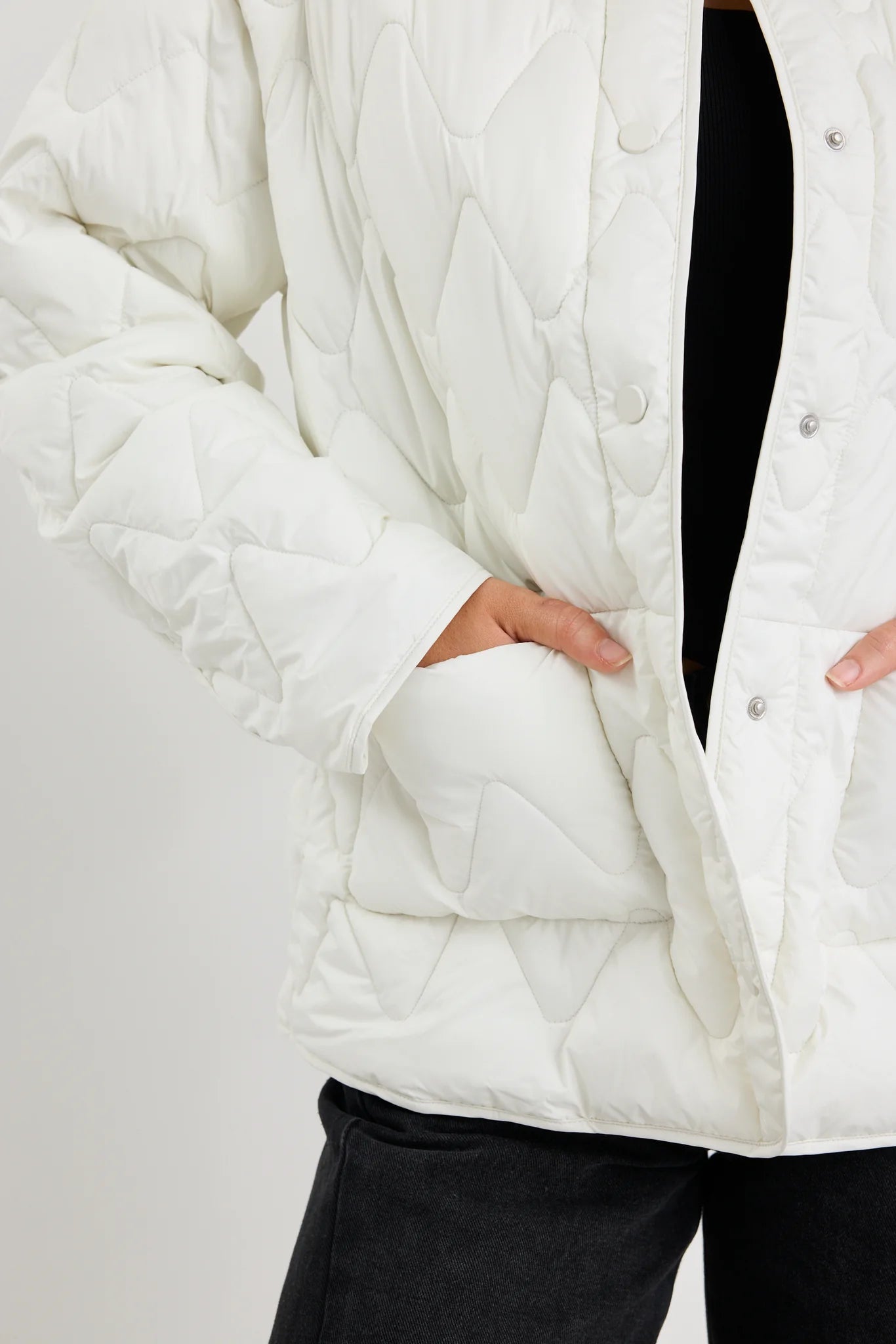 Frankly Ecru Boxy Puffer Jacket