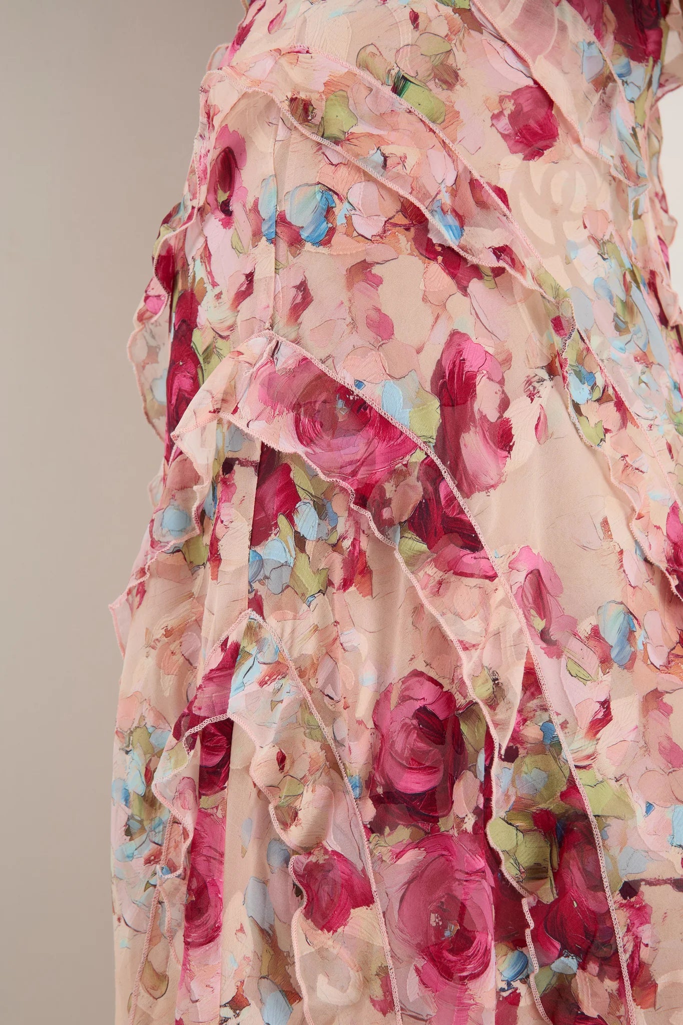 Galore Painted Rose Bias Slip Dress