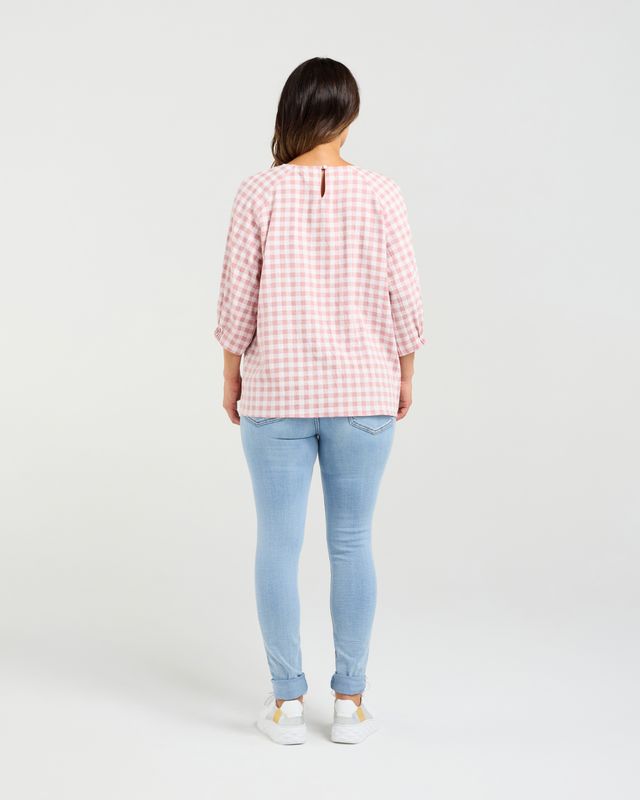 Hazel Top Pink Check