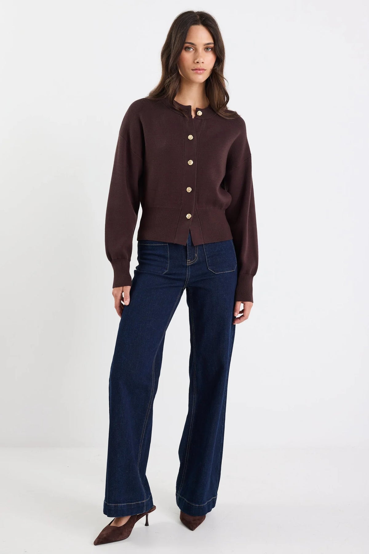 Hallmark Chocolate Crewneck Cardigan