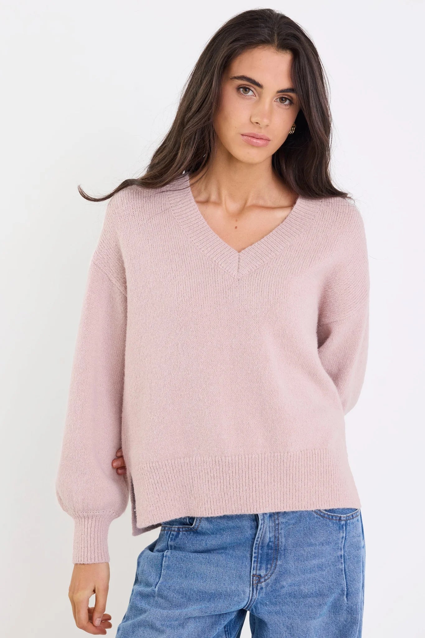 Harvest blush v neck jumper