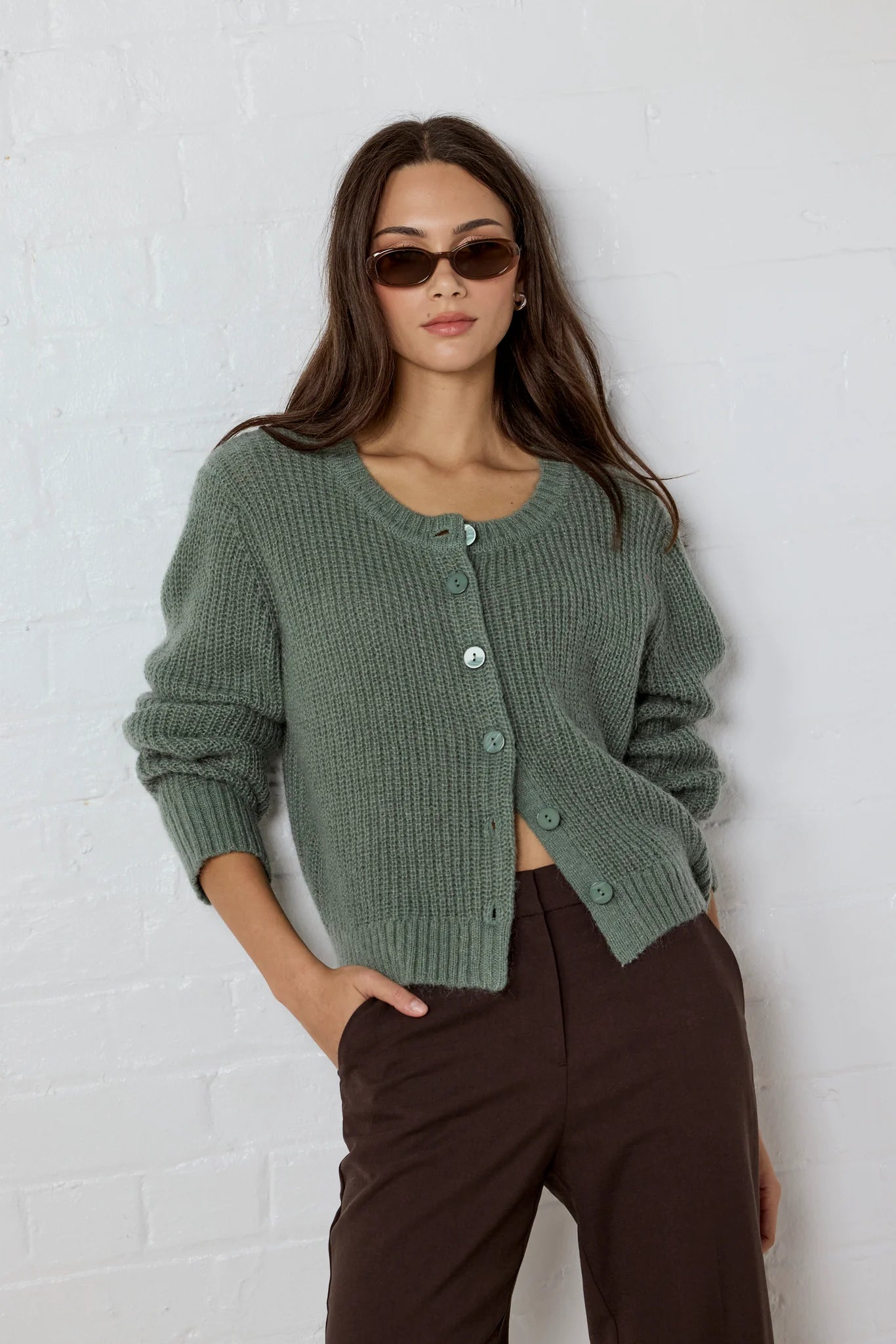 Highlight Sage Mohair Blend Cardigan