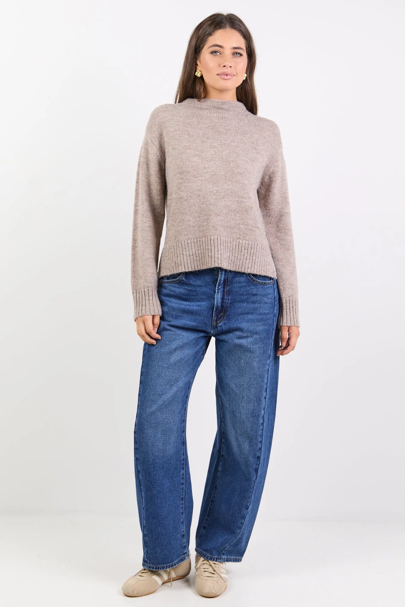 Huddle mushroom high neck knit jumper mushroom