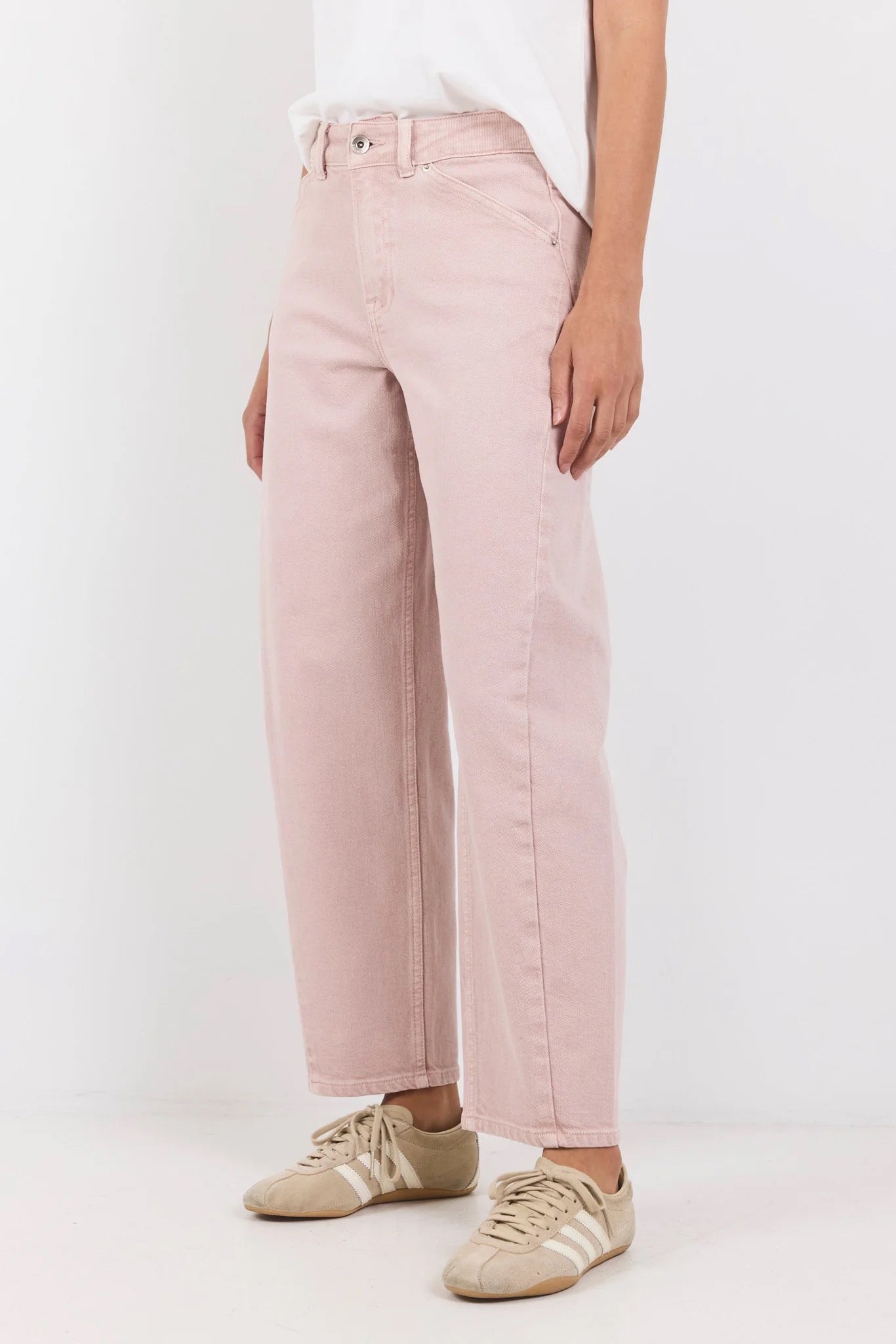 Idolise Pale Pink Stretch Soft Barrel Jean