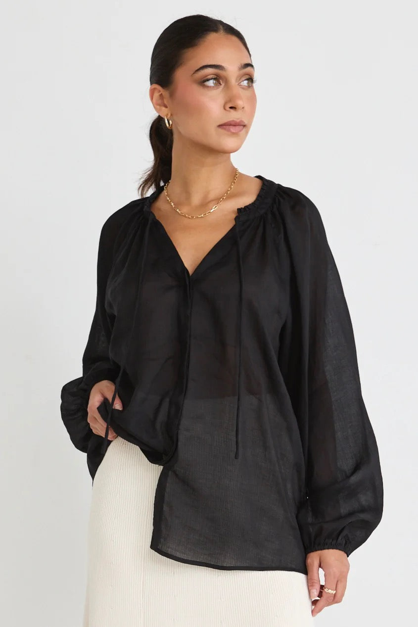 Deft sheer blouse black
