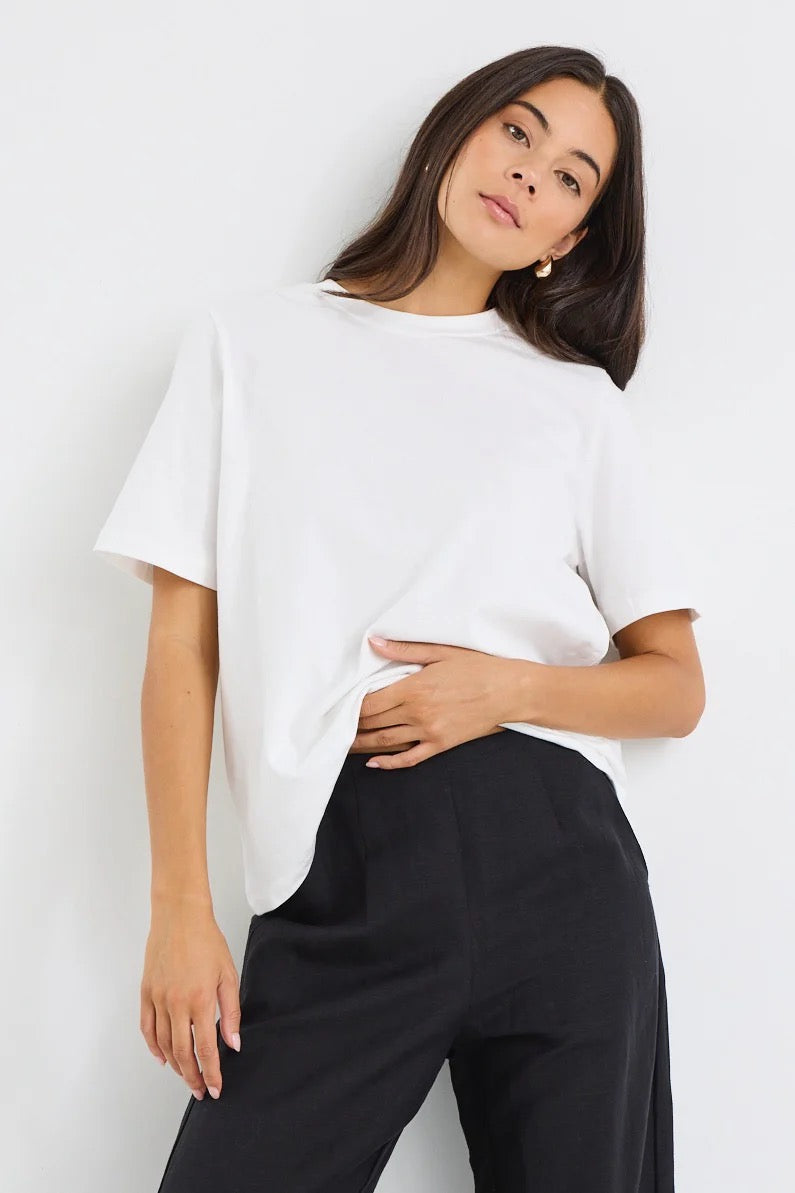 Street ivory crew neck s/s boxy tee