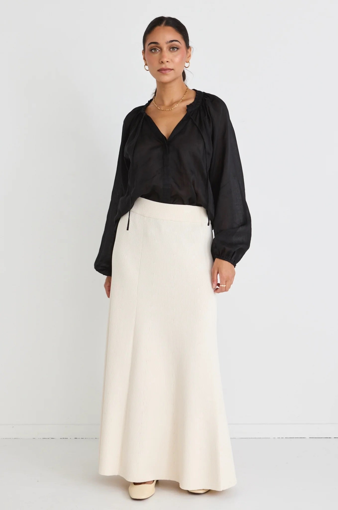 Deft sheer blouse black