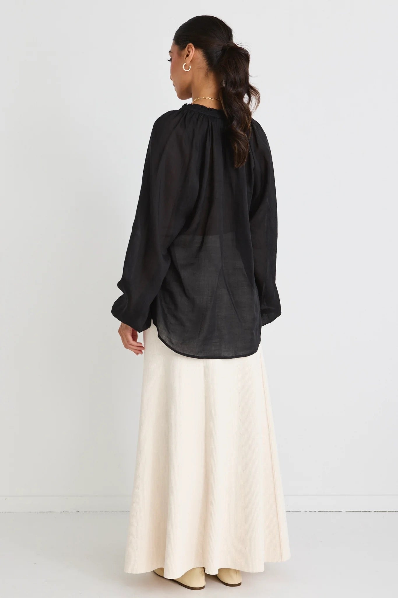 Deft sheer blouse black