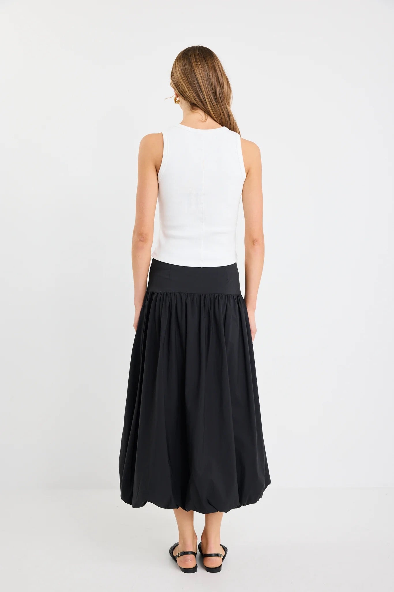 Intensity black bubble midi skirt