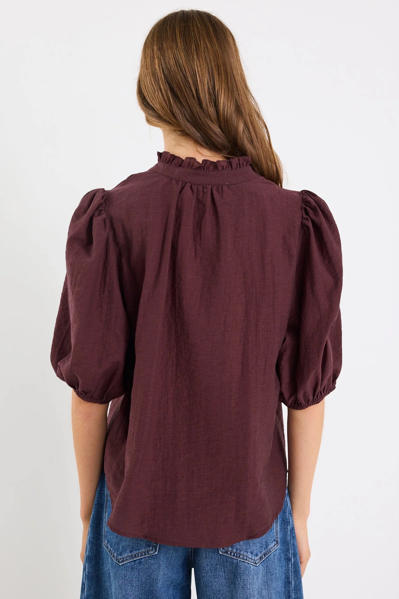 Continuance chocolate semi sheer high neck top