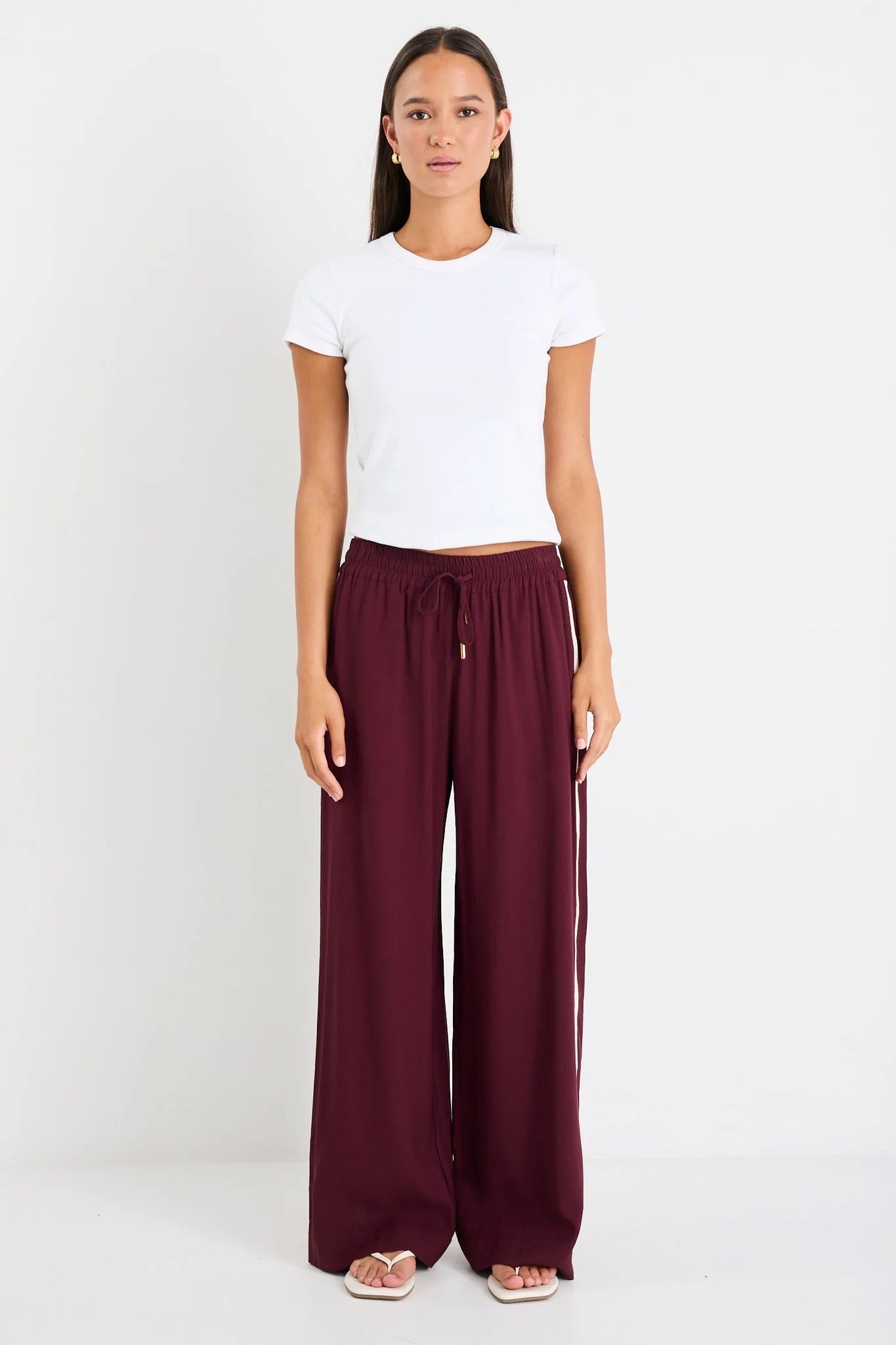 Townie burgundy side stripe pant