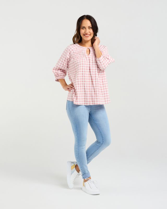 Hazel Top Pink Check