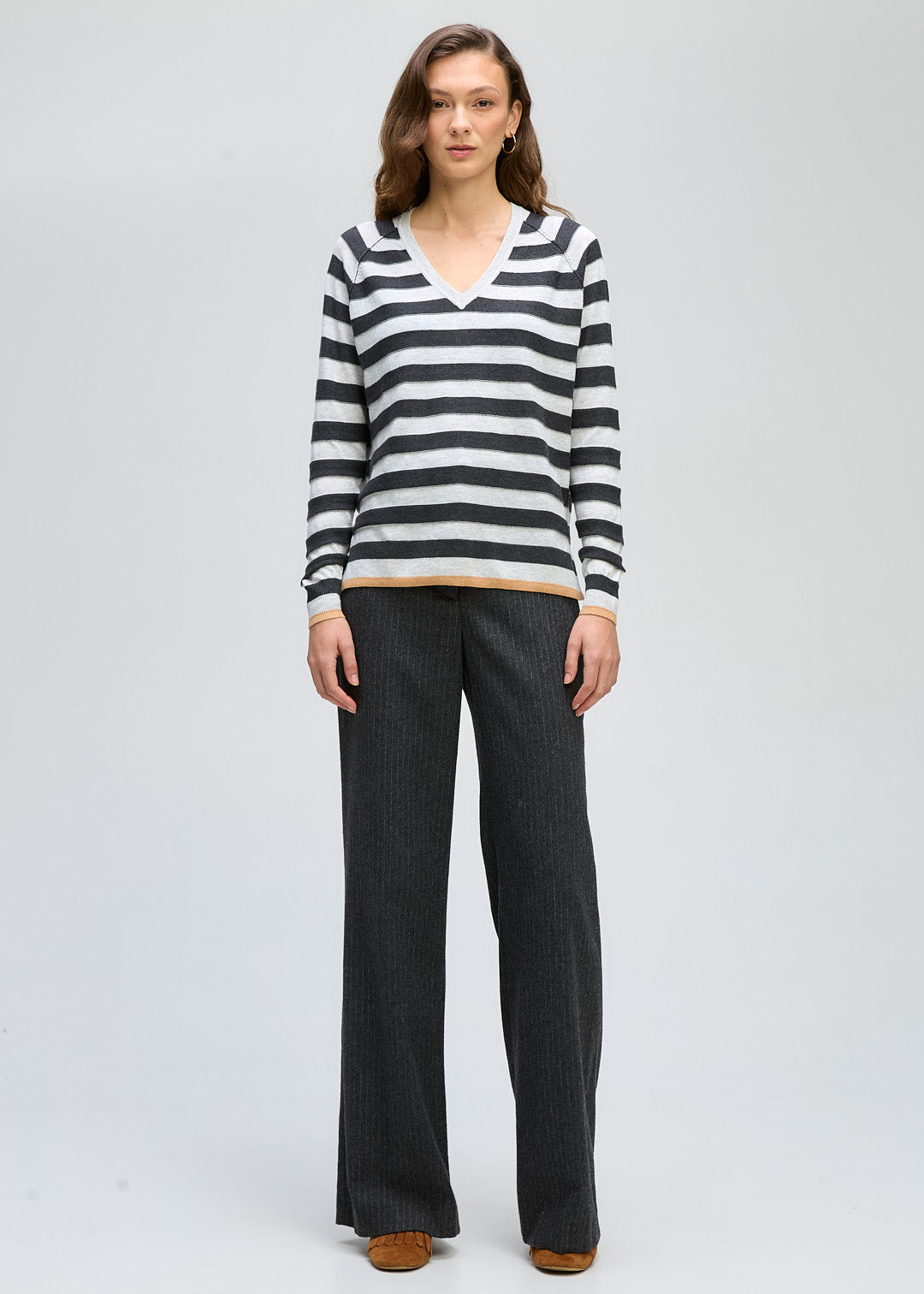 Stripe V Jumper LT Marl