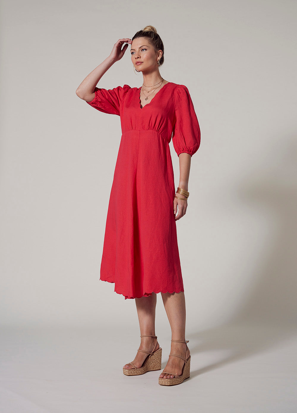 Clio Scalloped Dress Watermelon