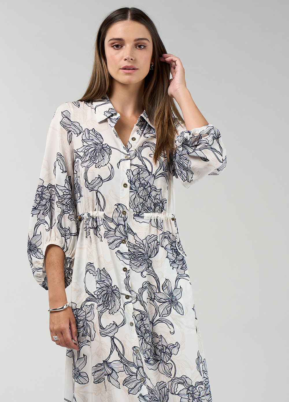 Blueprint Shirt Dress White Multi