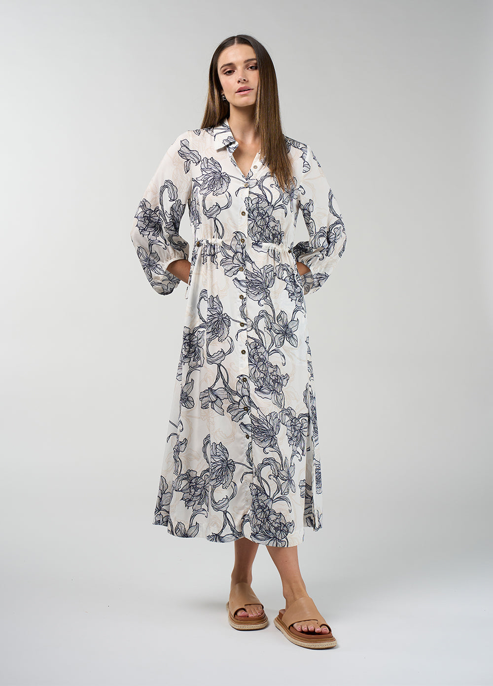 Blueprint Shirt Dress White Multi