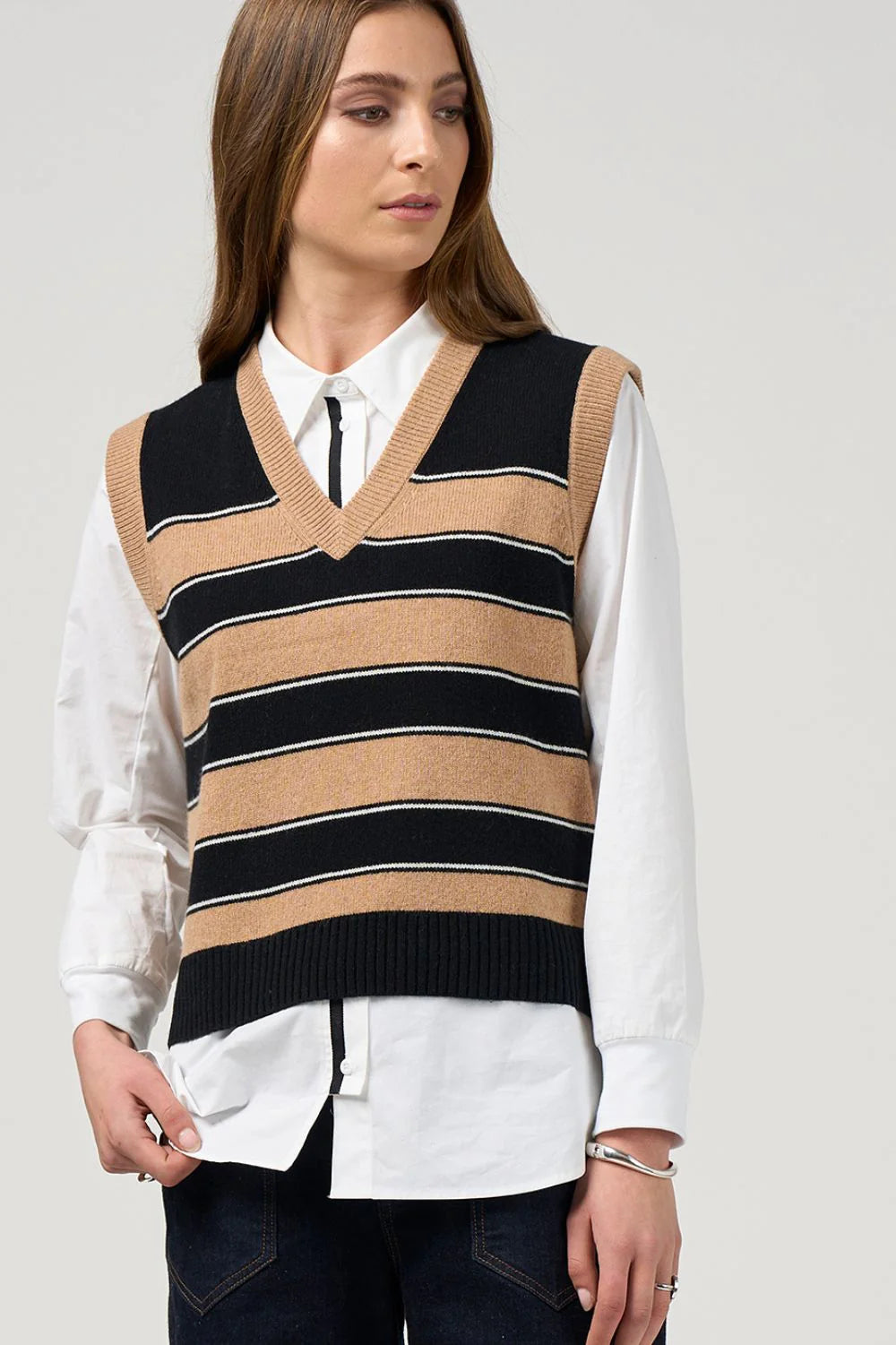 College Vest Camel/Black