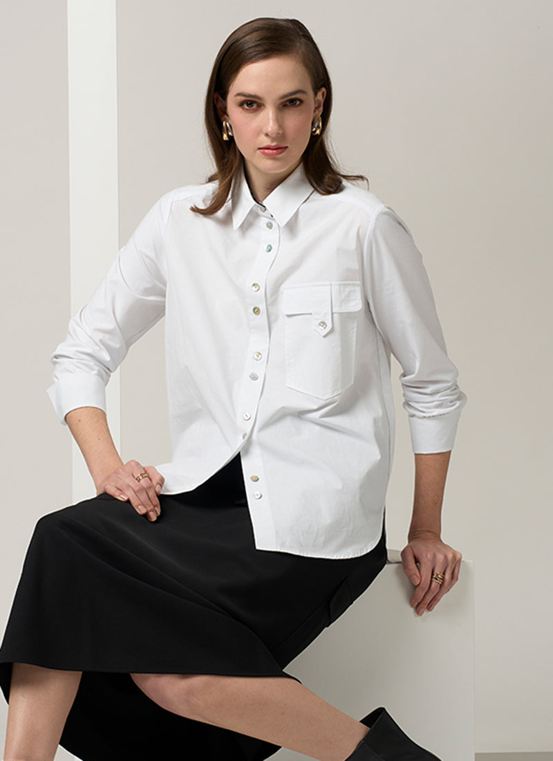 Mixed Media Shirt White.