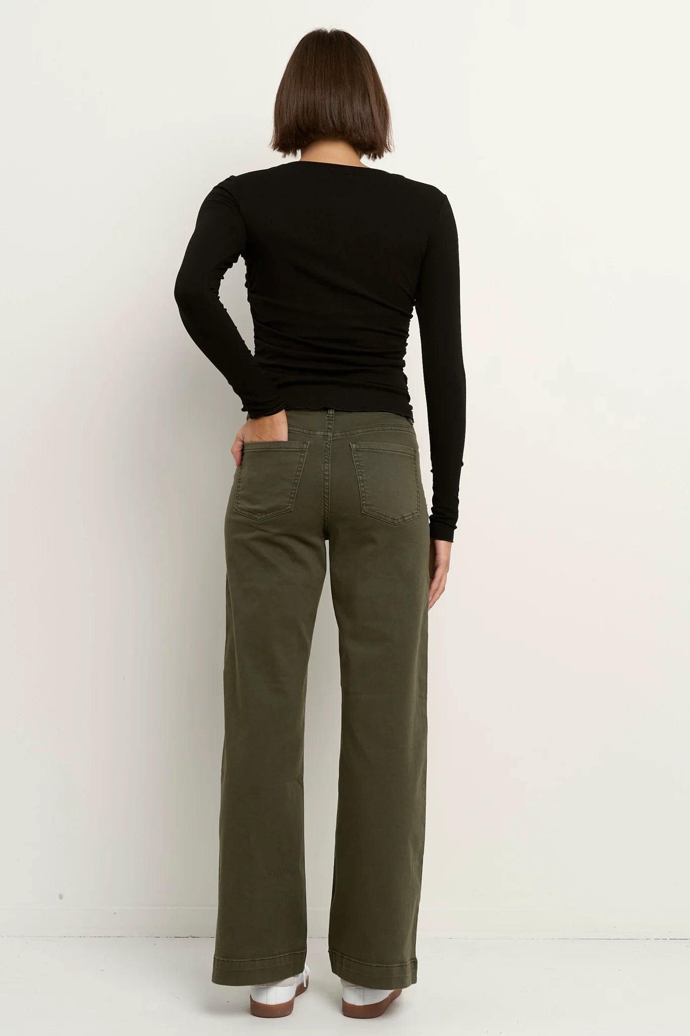 Zoey Dark Khaki High Rise Wide Leg Jean