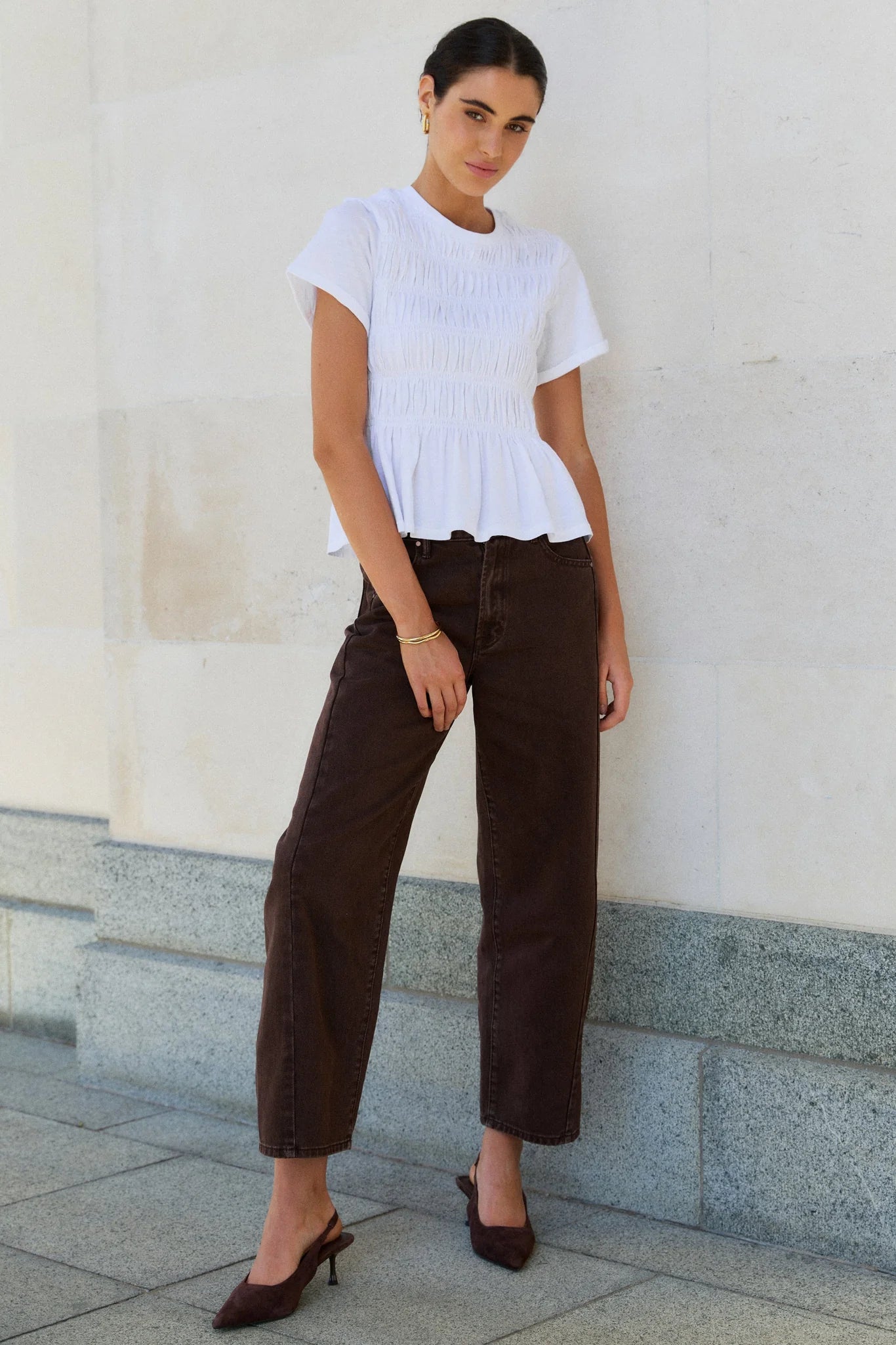 Varsity Chocolate Barrel Jean