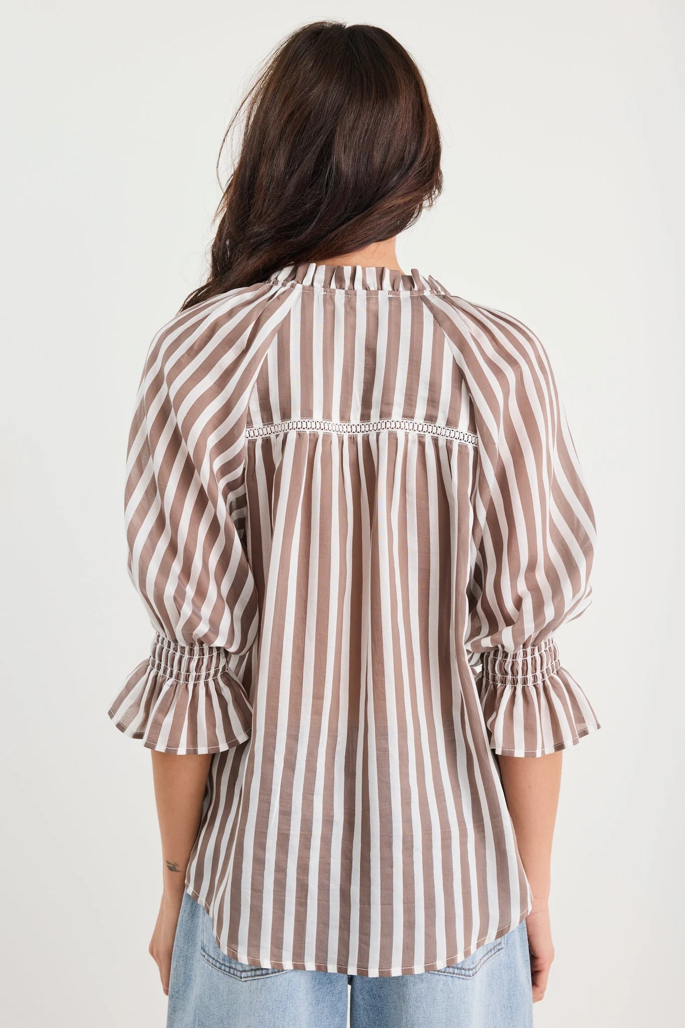 Noetic Chocolate Stripe SS Blouse
