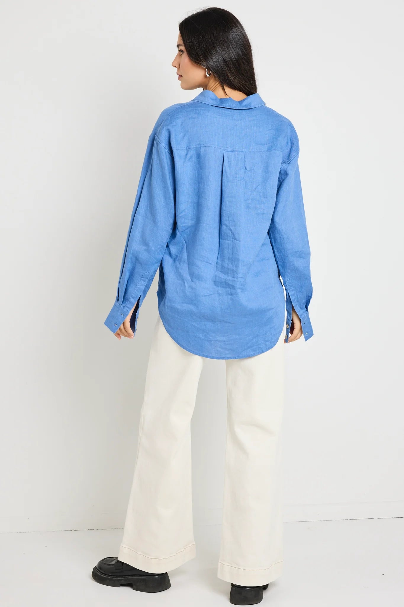 Optimum True Blue Linen Oversized Shirt