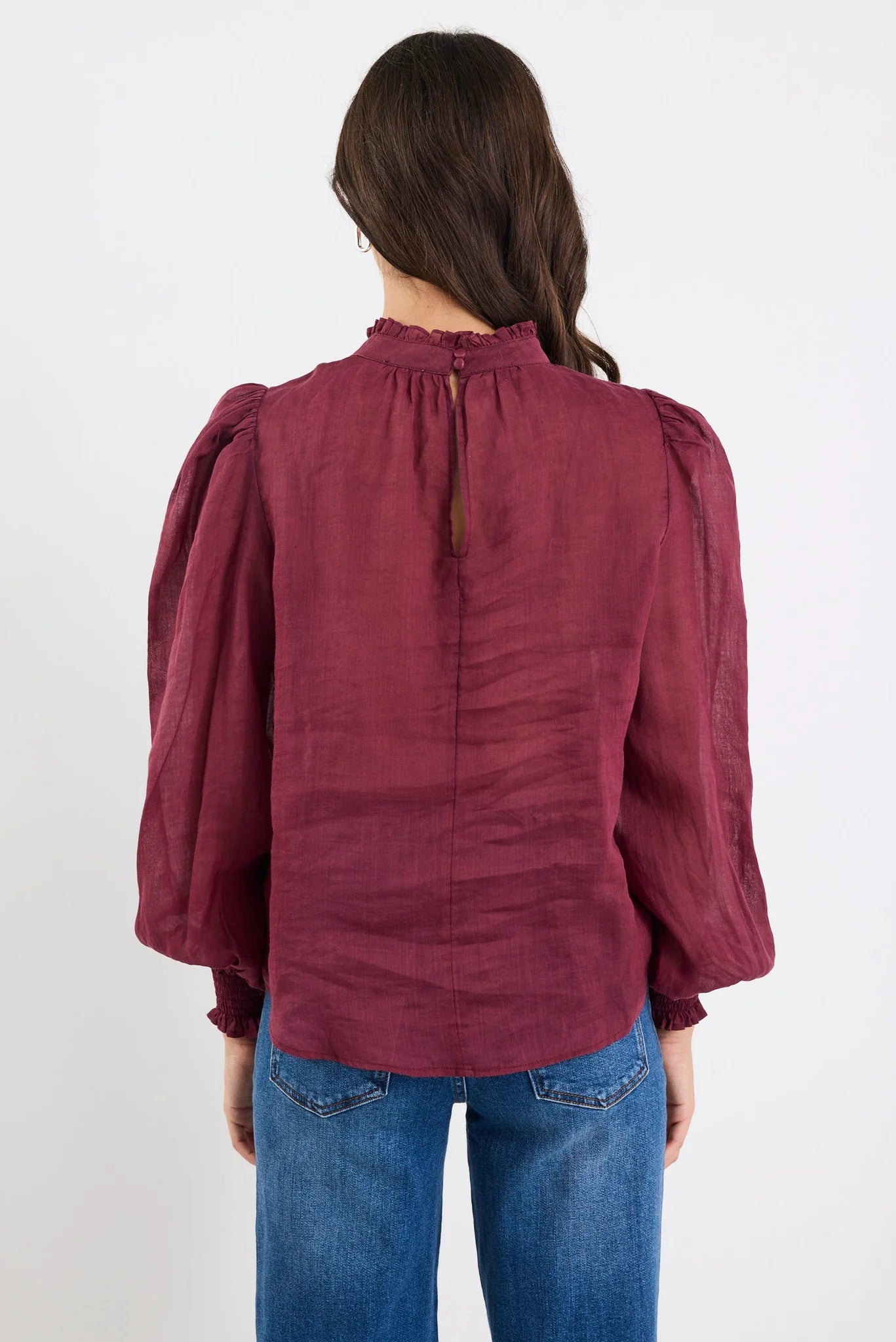 Poet BurgundyPlum Sheer High Neck Top