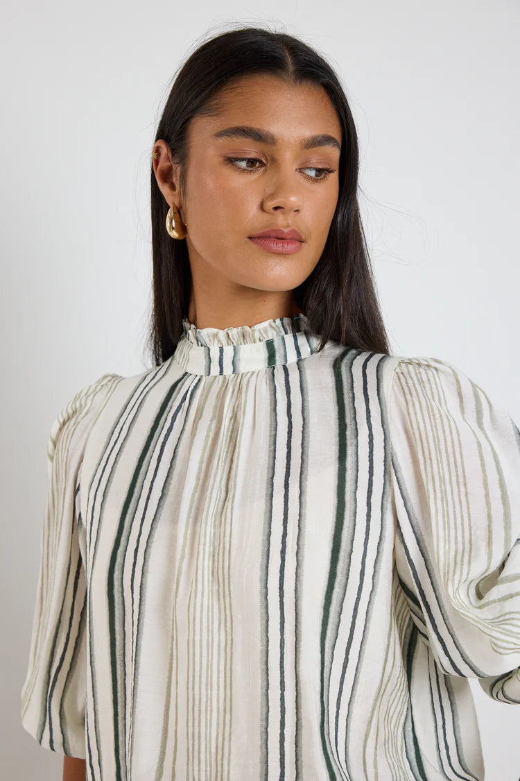 Poet forest stripe long sleeve high neck
