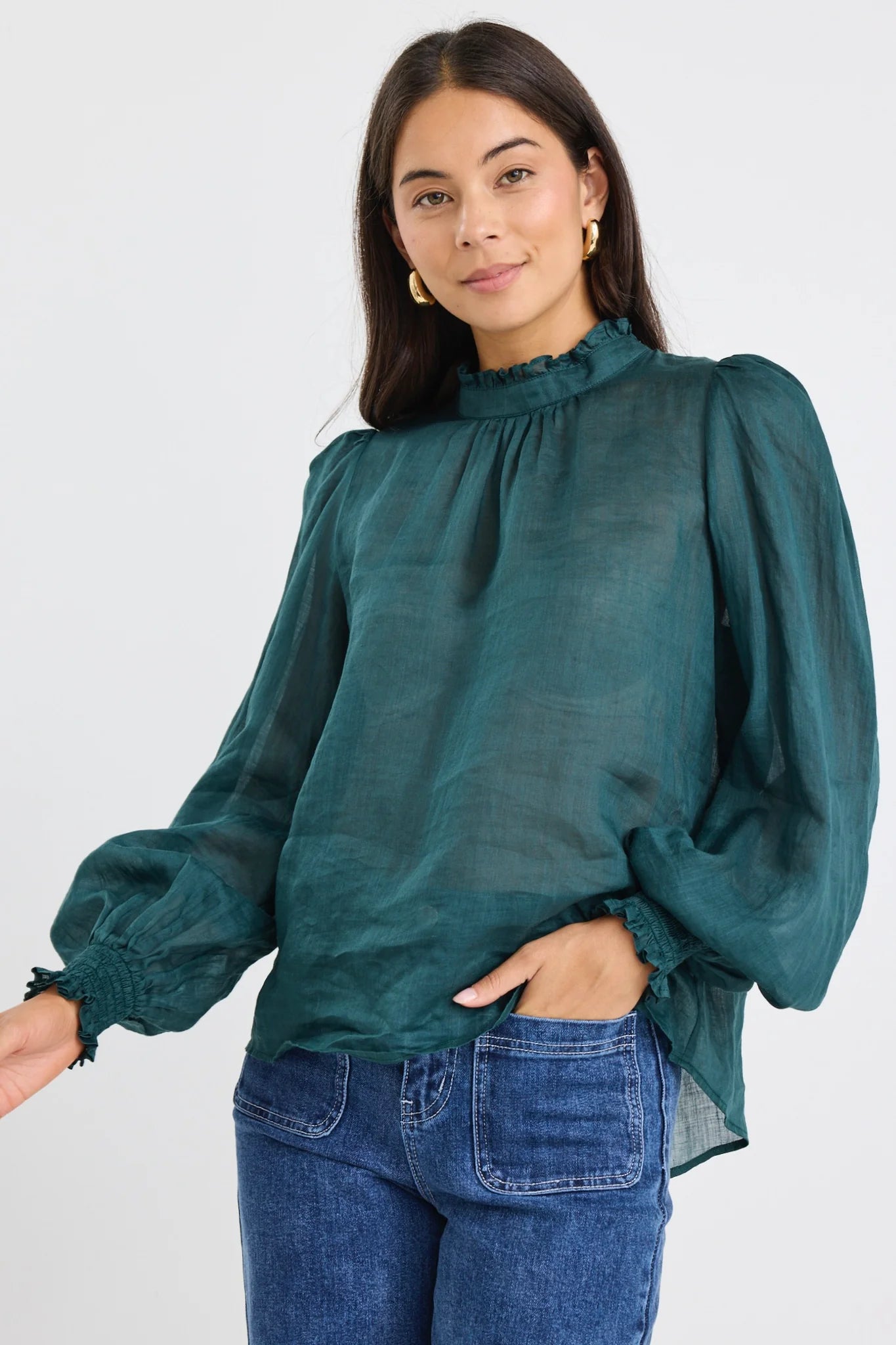 Poet Forest Long Sleeve High Neck Top