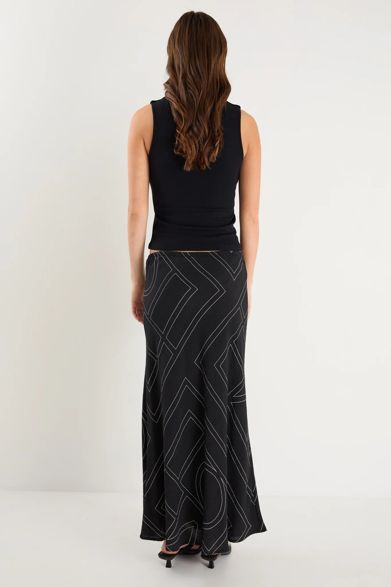 Summit Black Ivory Lines Maxi Skirt