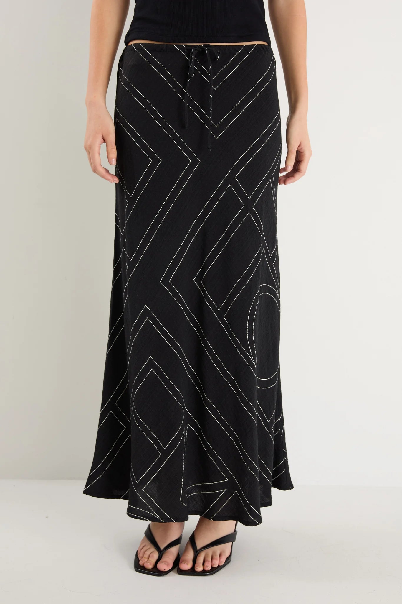 Summit Black Ivory Lines Maxi Skirt