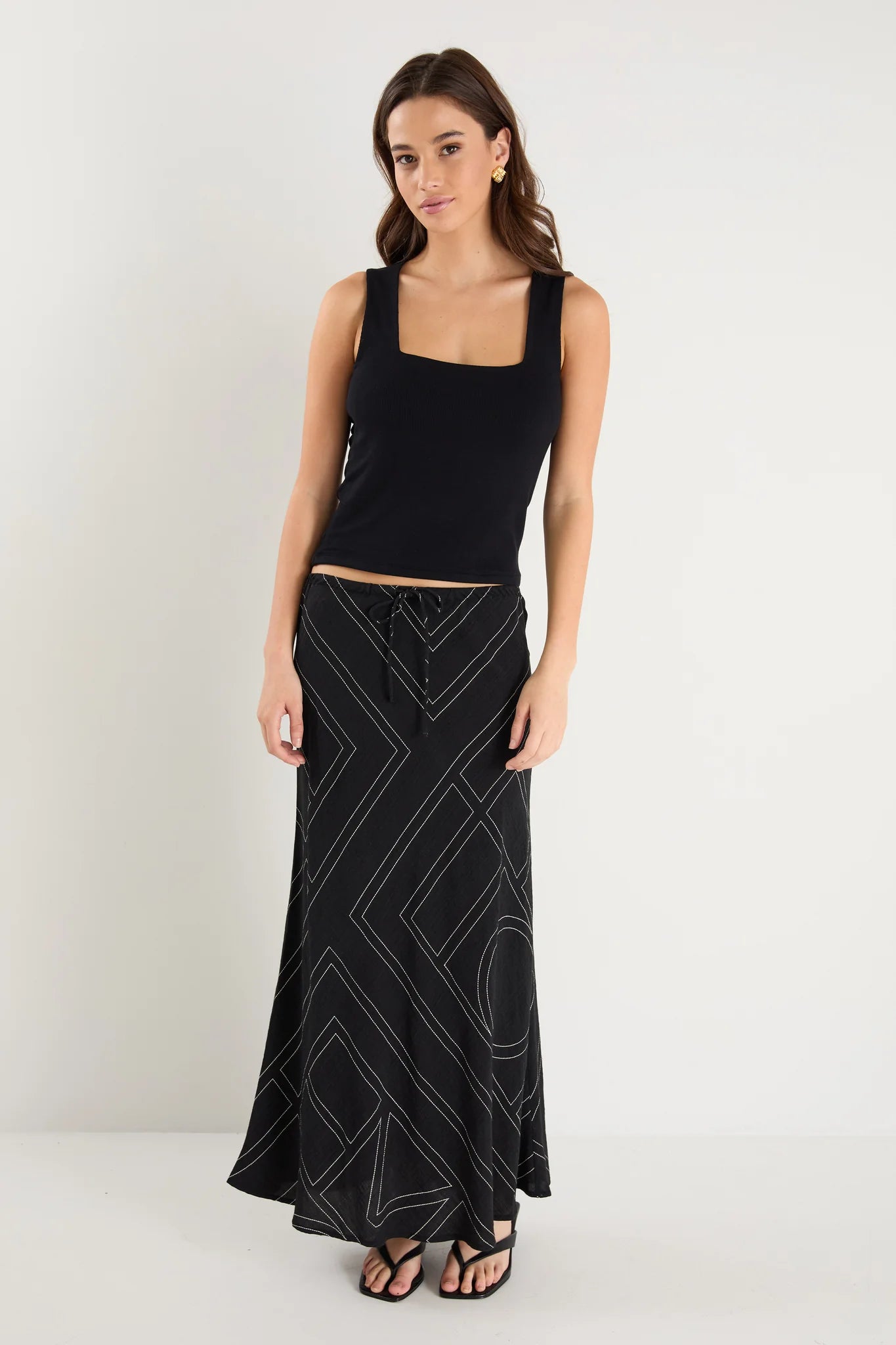 Summit Black Ivory Lines Maxi Skirt