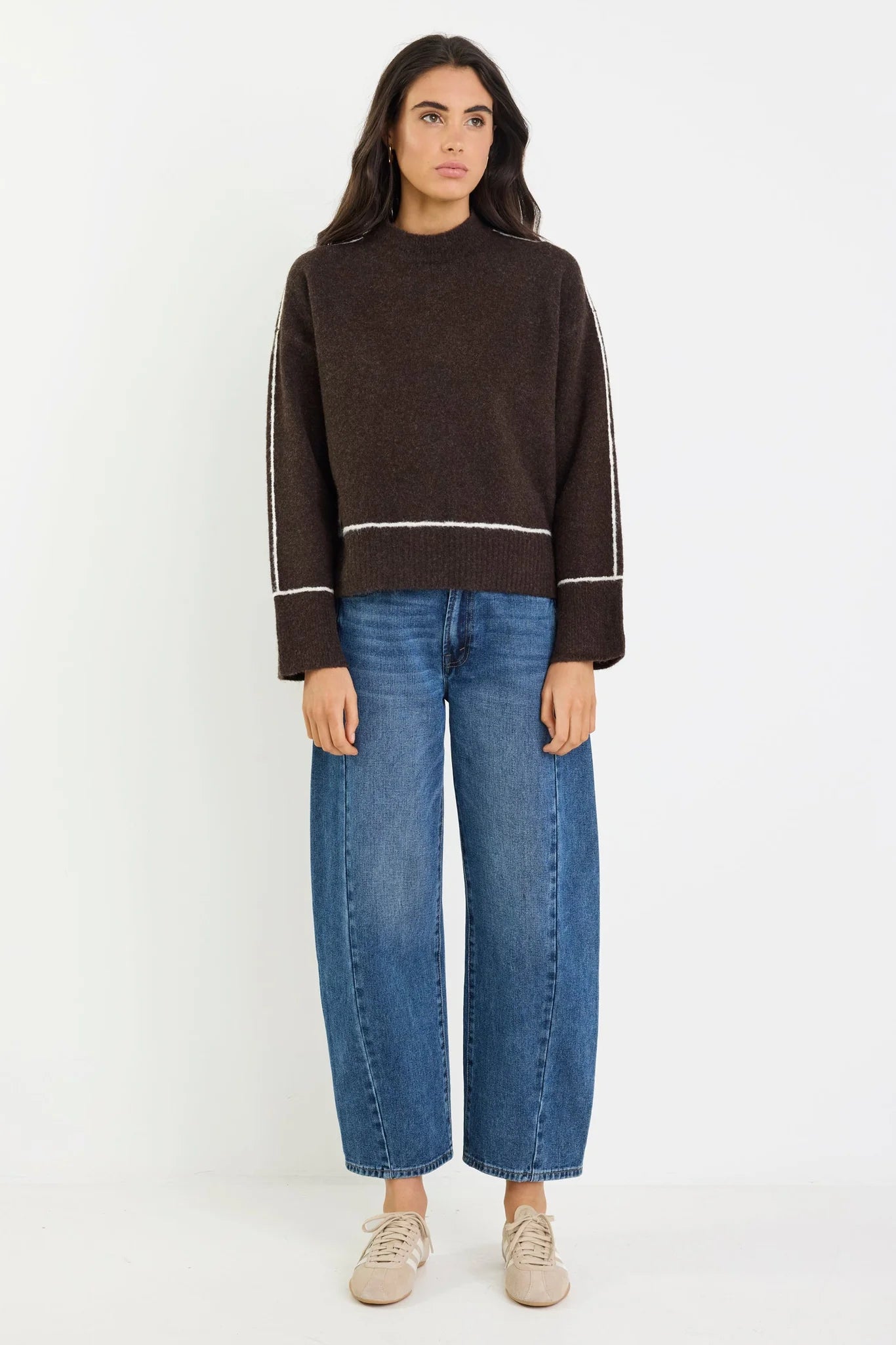 Quest chocolate contrast detail jumper