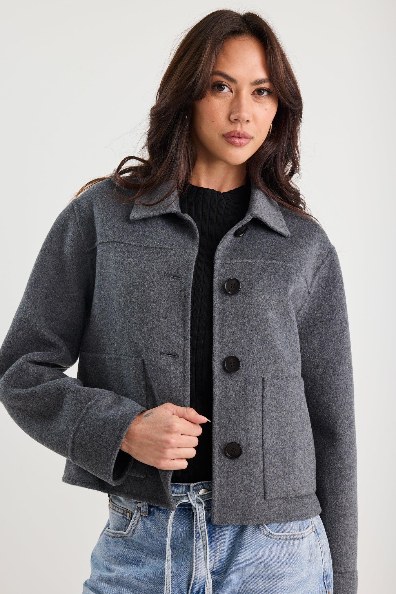 Ranger charcoal marle wool blend soft jacket