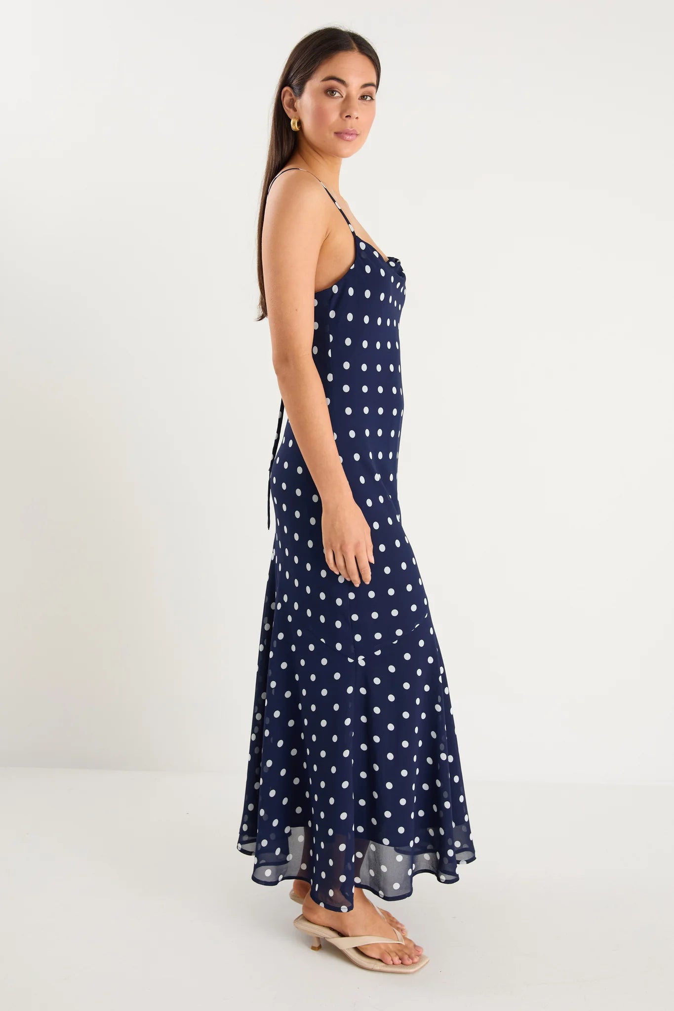 Reign Navy Polka Dot Maxi Dress
