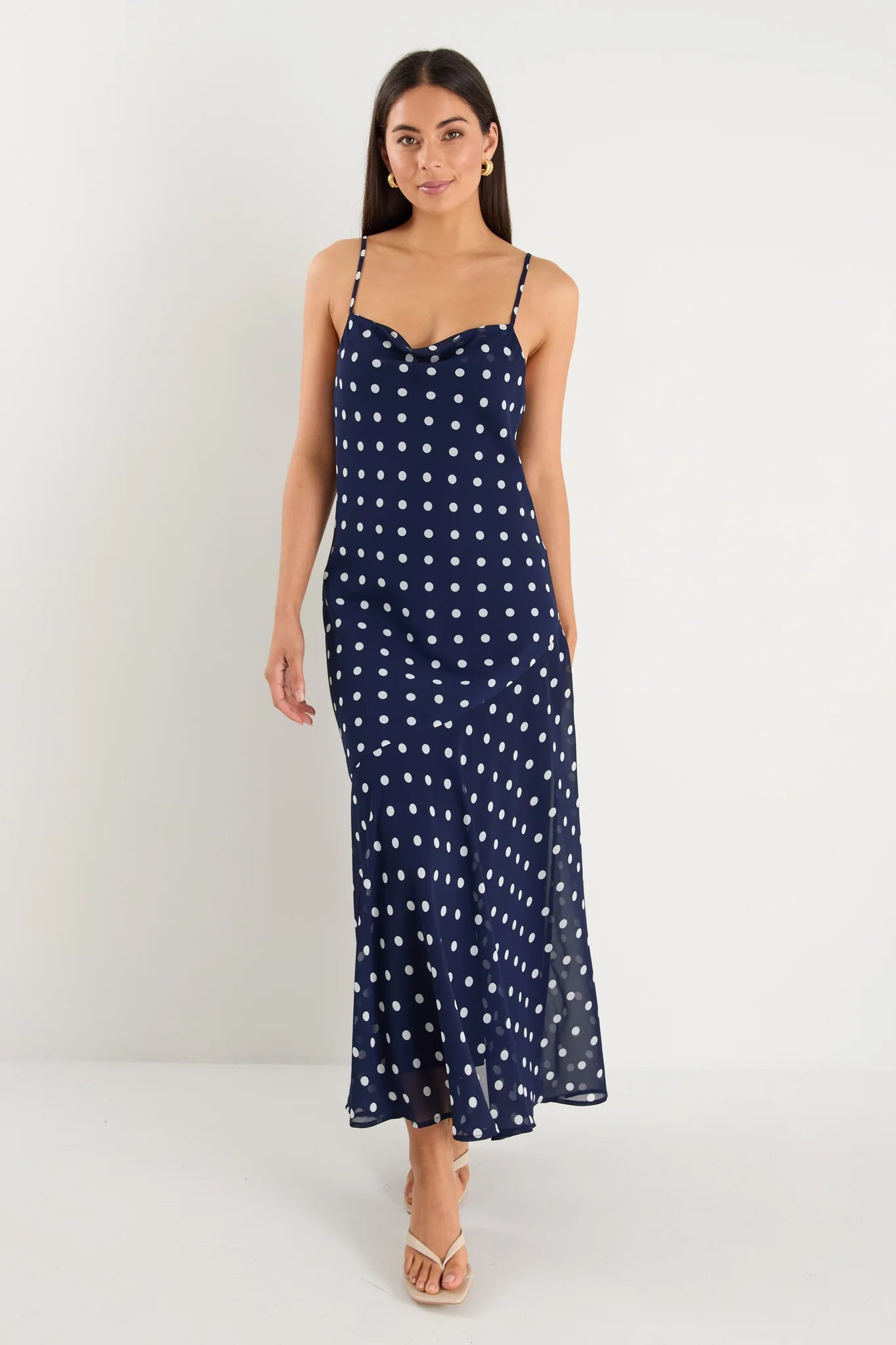 Reign Navy Polka Dot Maxi Dress