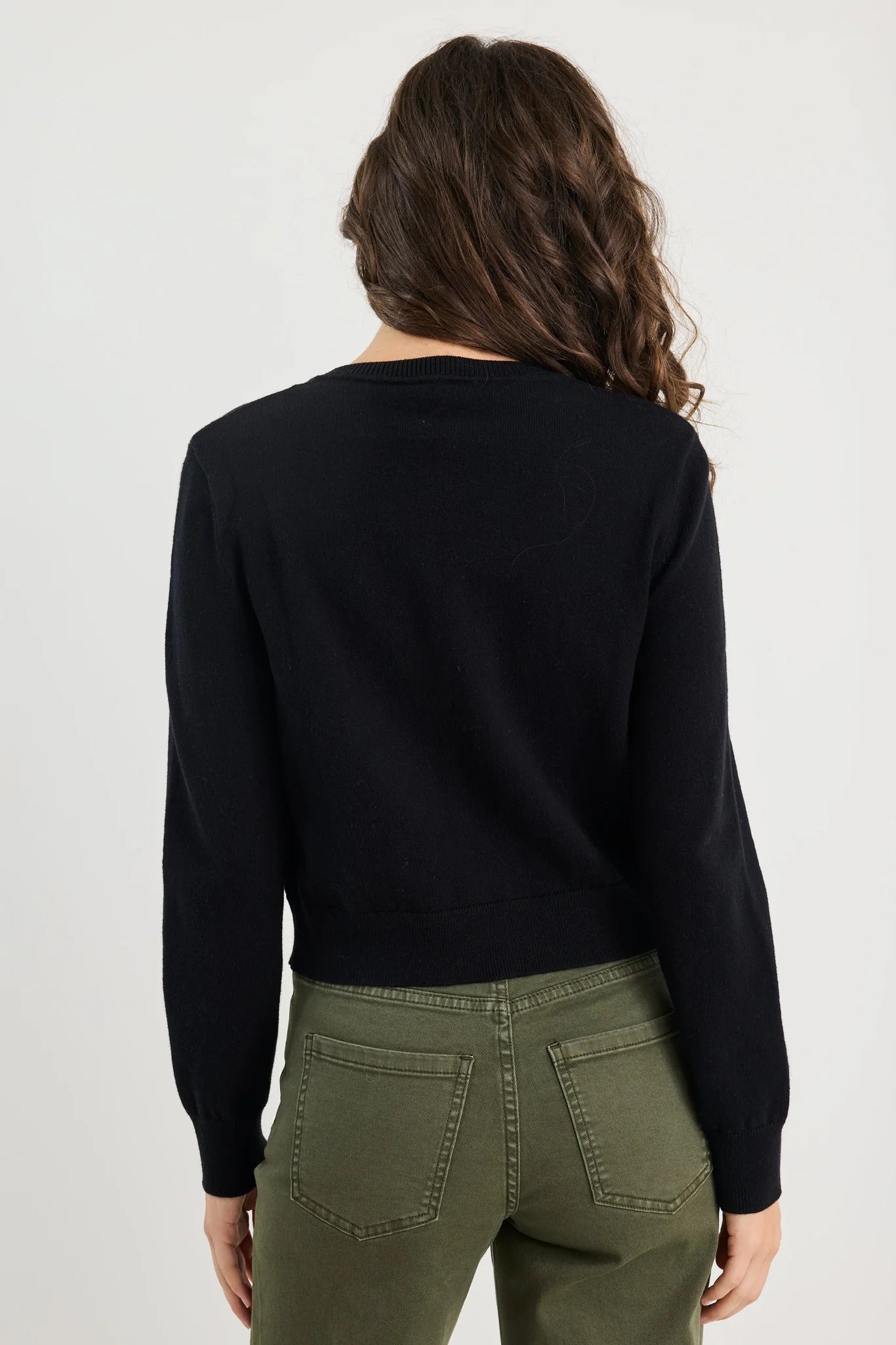 Replica black cotton cashmere crew neck cardi