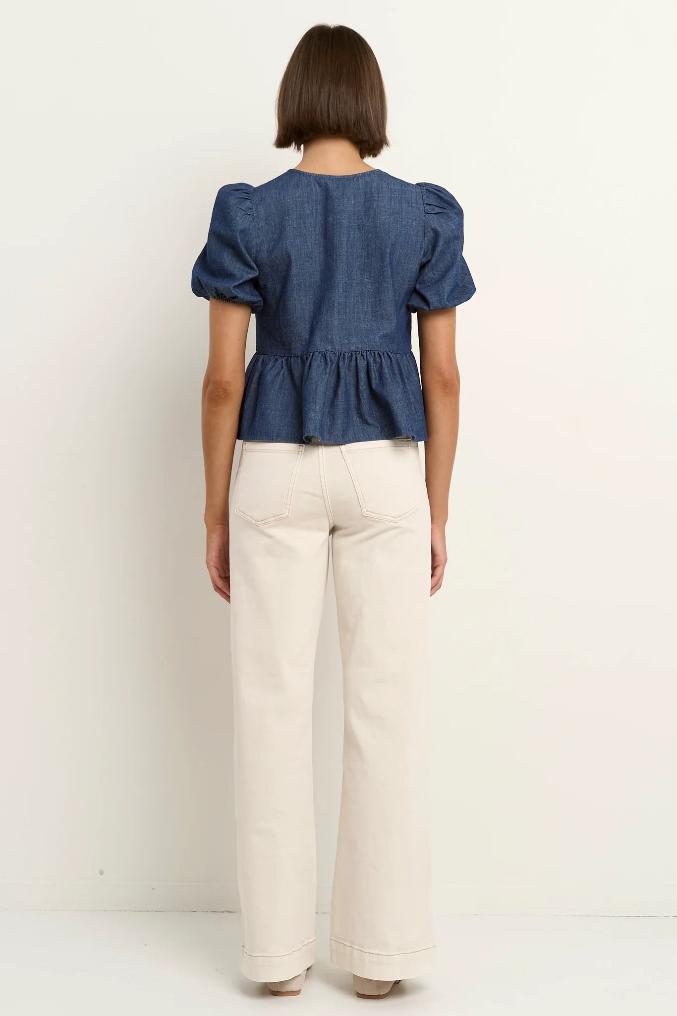 Restore Storm Blue Peplum Top