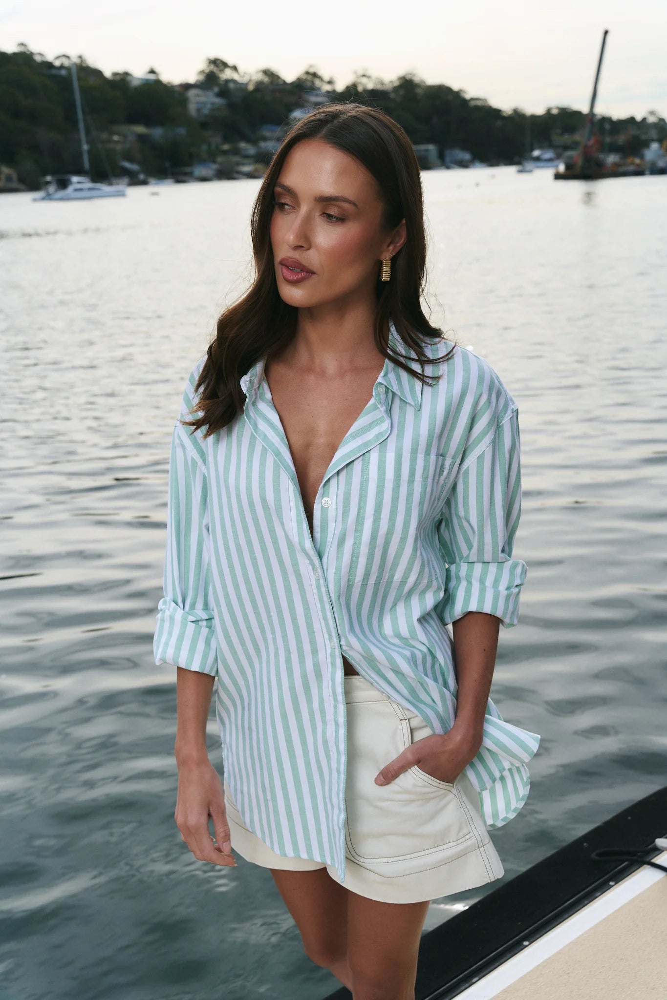 You Got This Green Wide Stripe Shirt