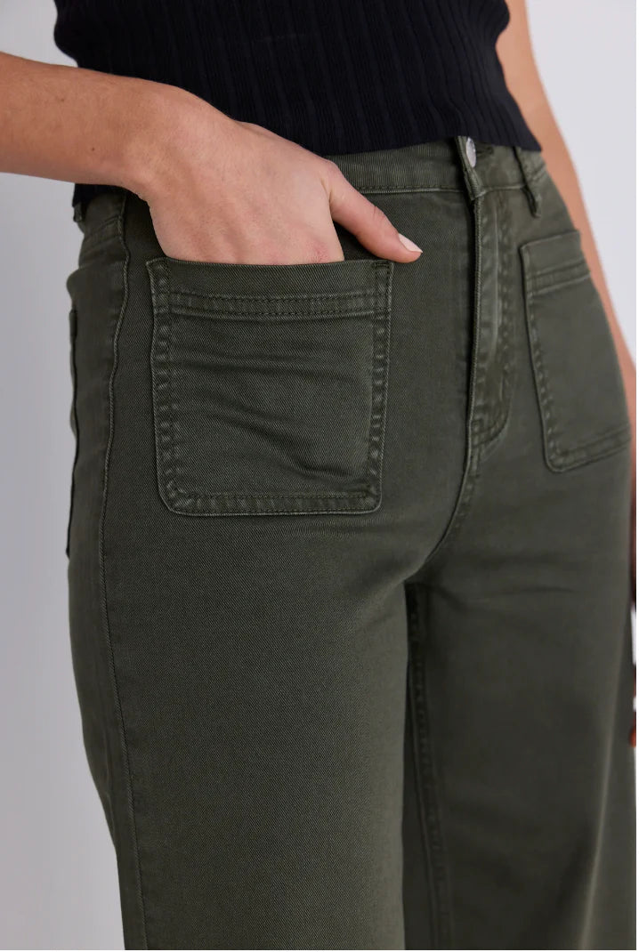 Zoey Dark Khaki High Rise Wide Leg Jean