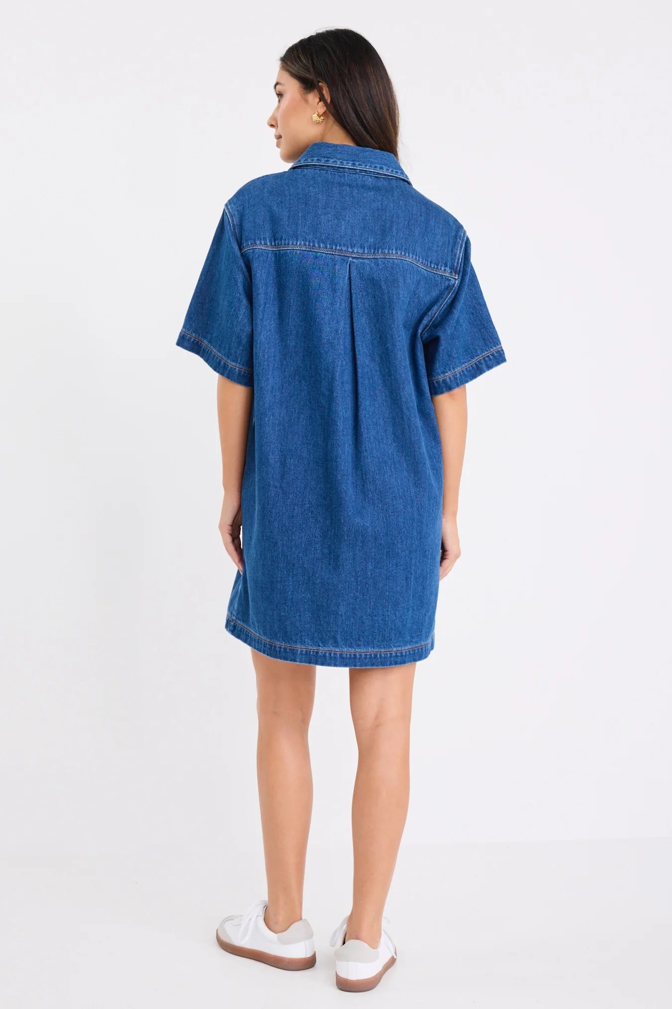 Shortcut Storm Blue Denim Mini Shirt Dress