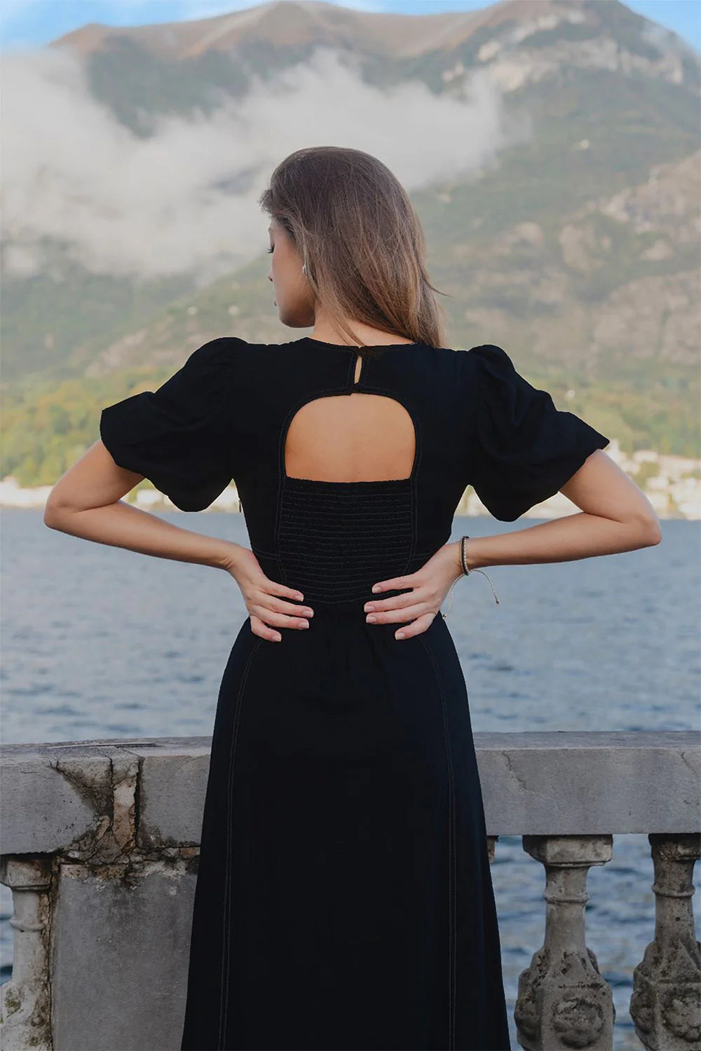 State Black Linen Midi Dress