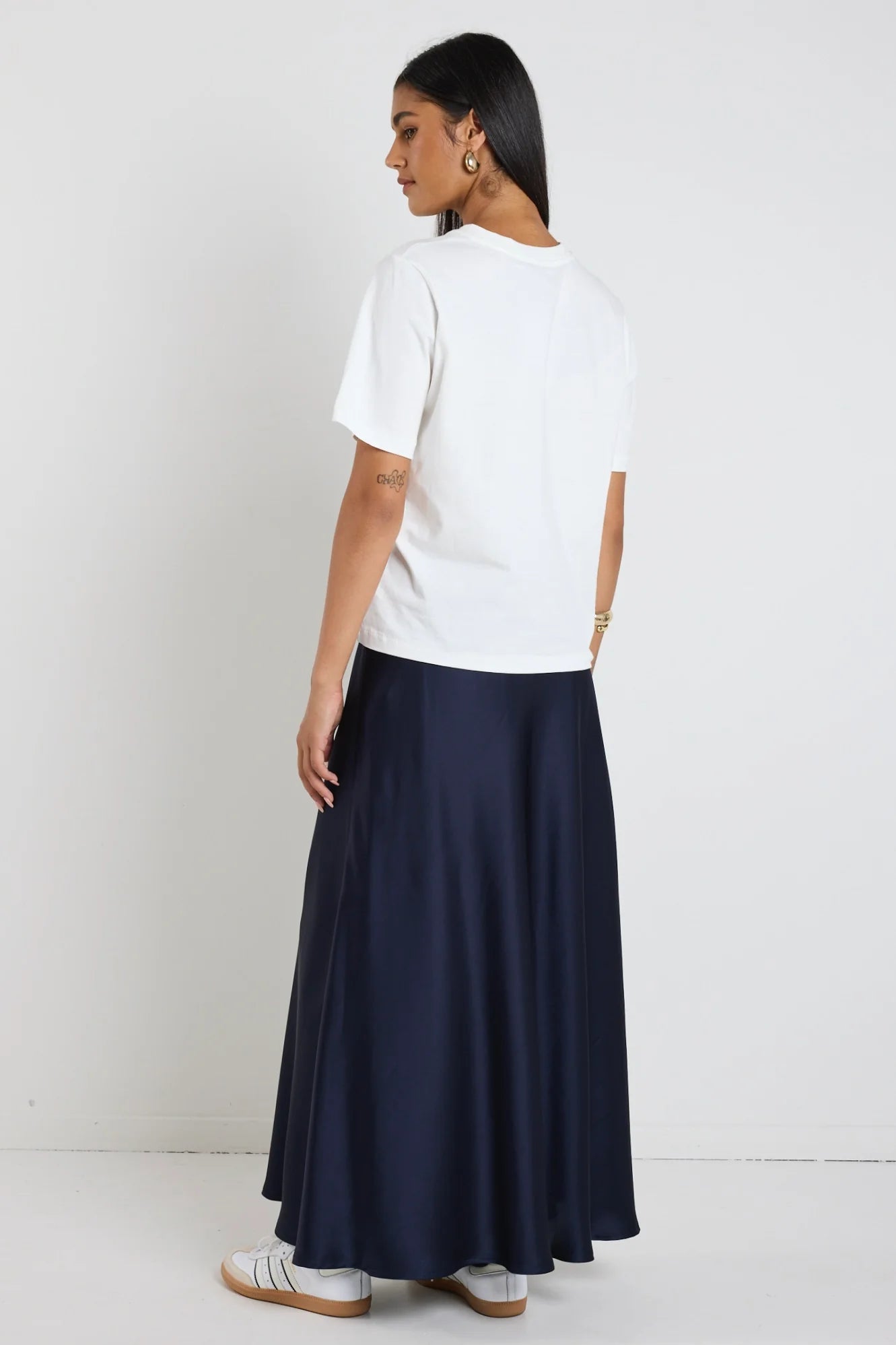 Preserve Navy Satin Maxi Skirt