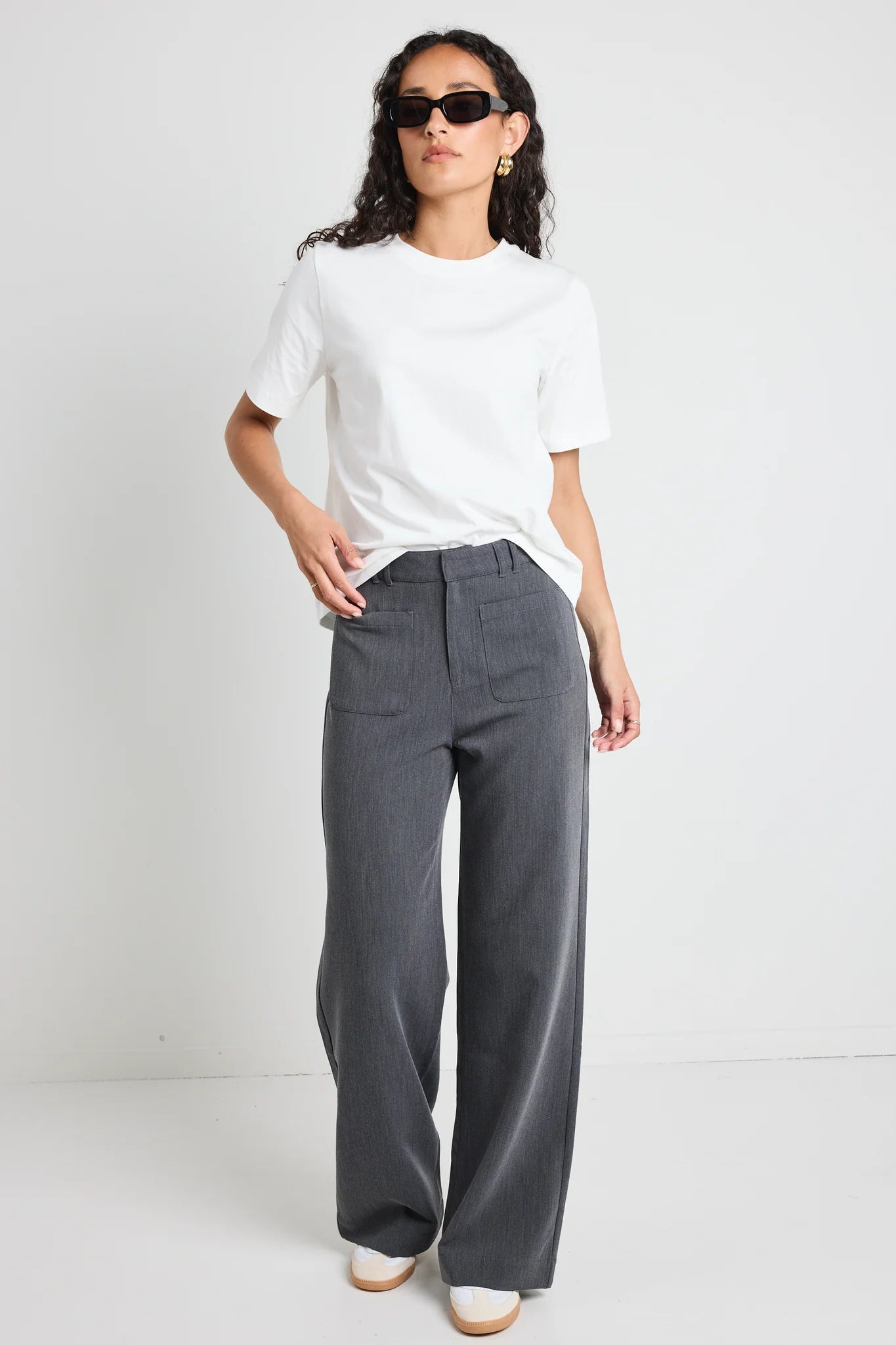 Zoey Tailored Charcoal Wide Leg Pant