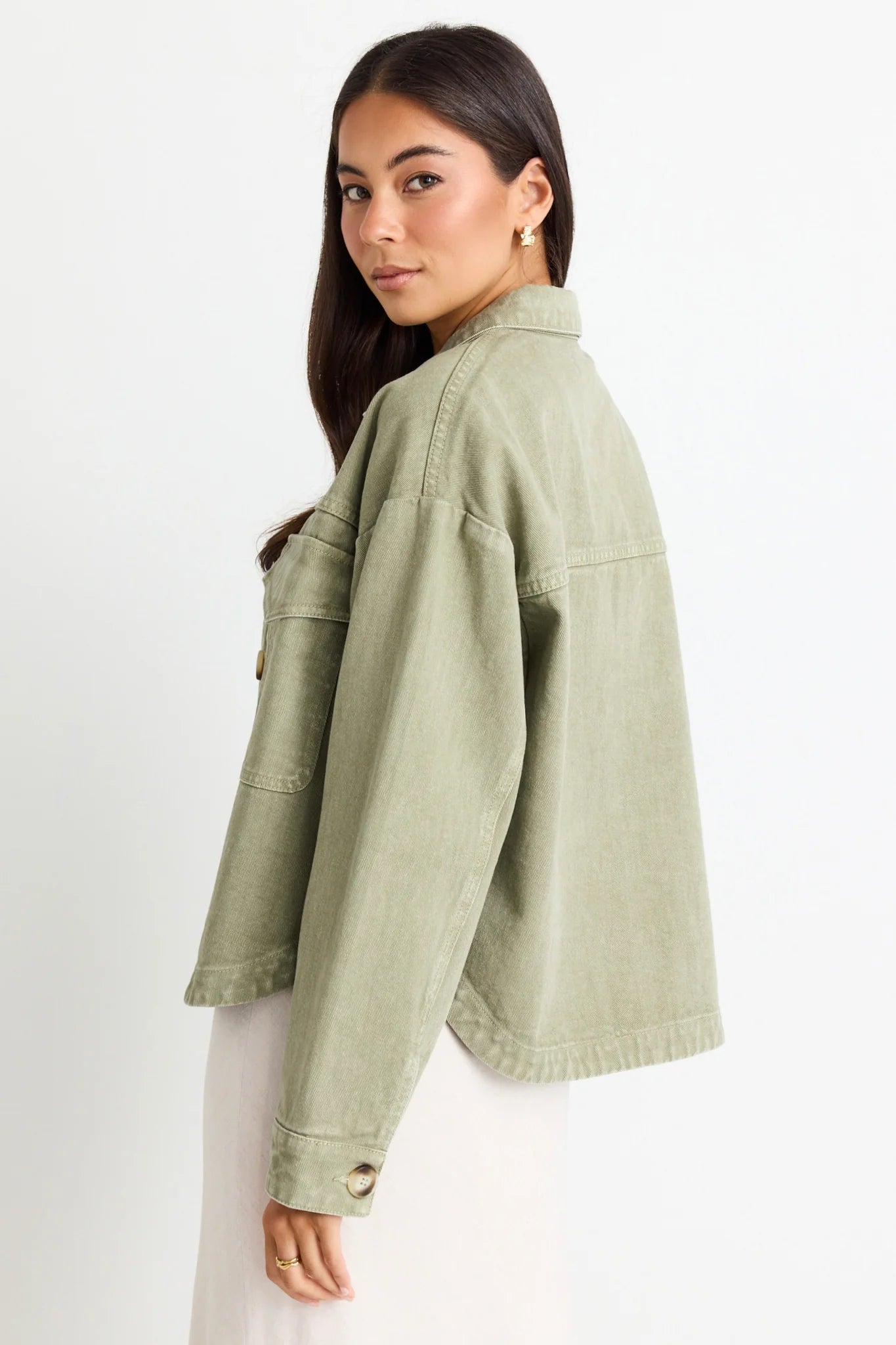Echo khaki patch pocket denim jacket