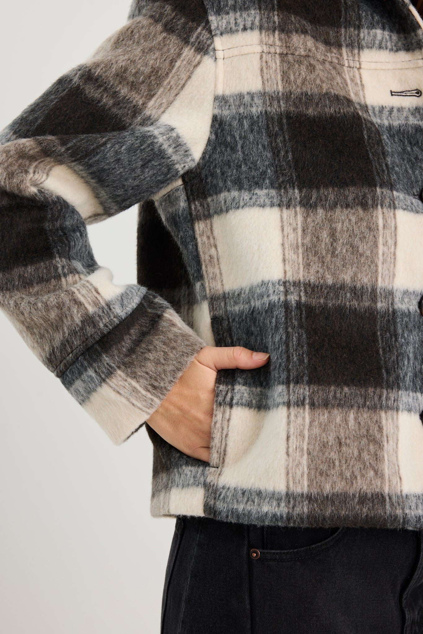 Sweeping Grey Check Soft Jacket
