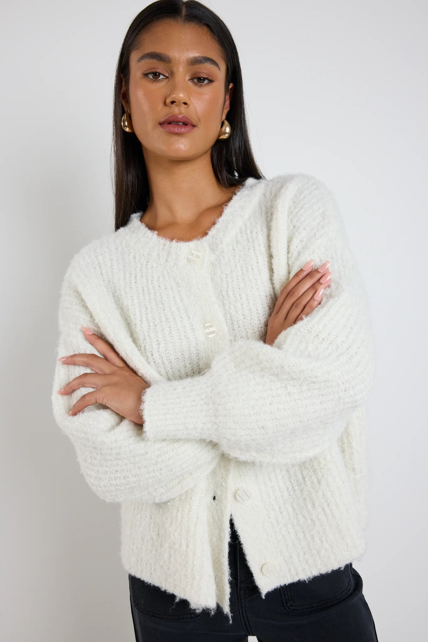 Teddy Ivory Chunky Knit Cardigan