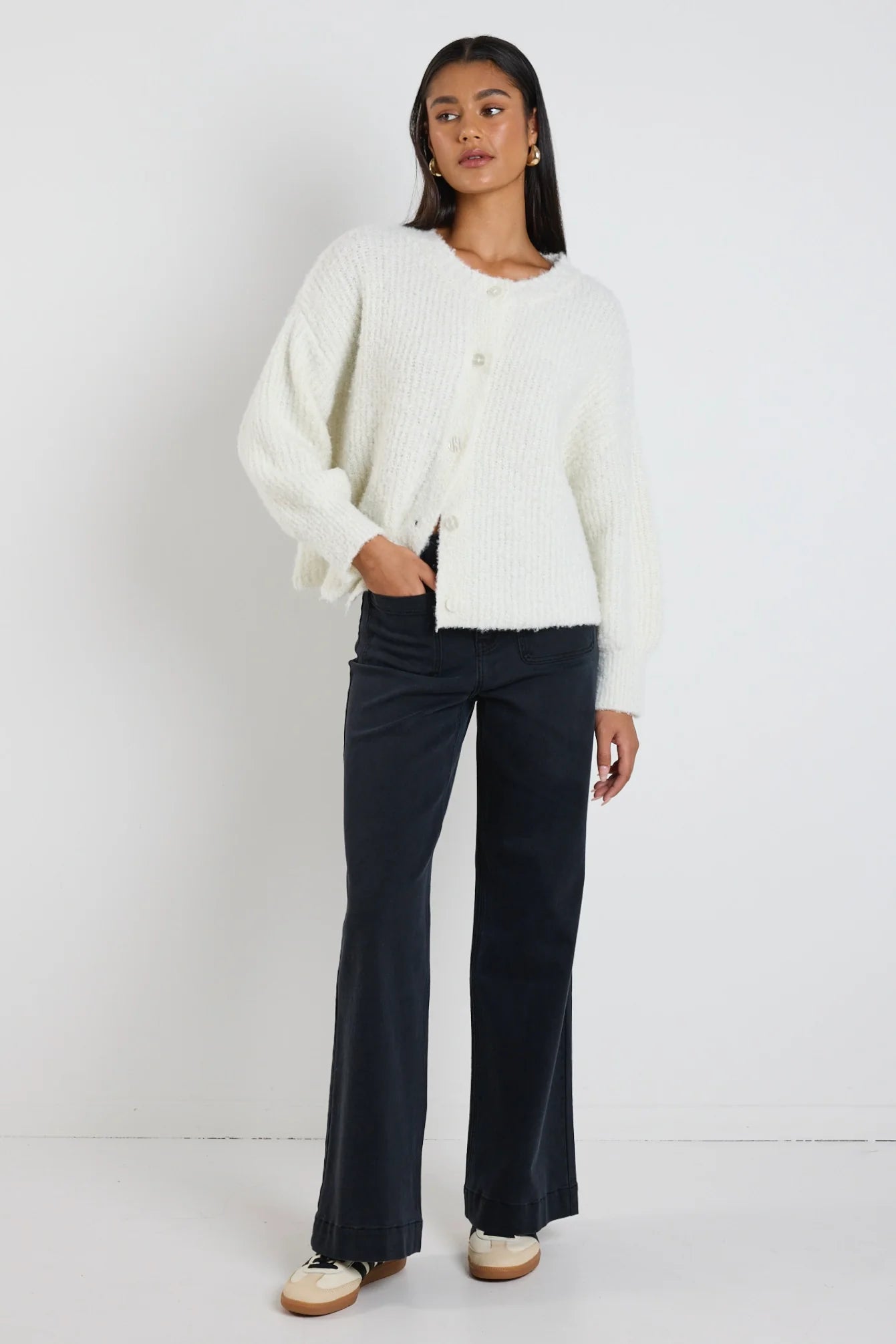 Teddy Ivory Chunky Knit Cardigan